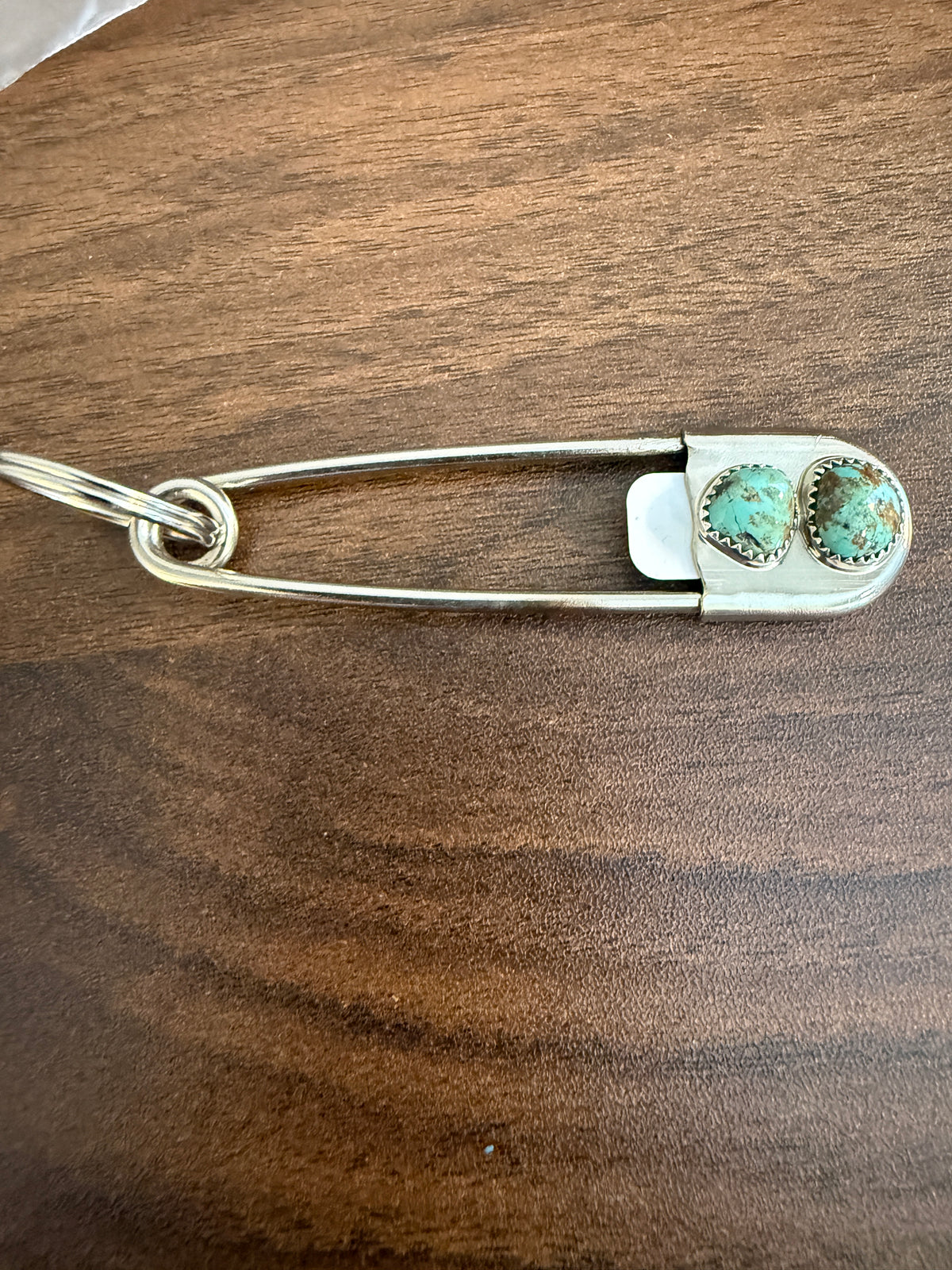 Navajo Handmade Dorothy Yazzie Royston Turquoise Keychain in Sterling Silver
