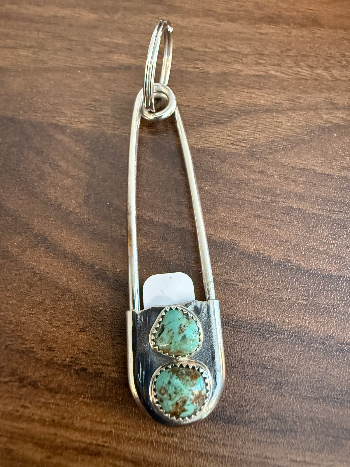 Navajo Handmade Dorothy Yazzie Royston Turquoise Keychain in Sterling Silver