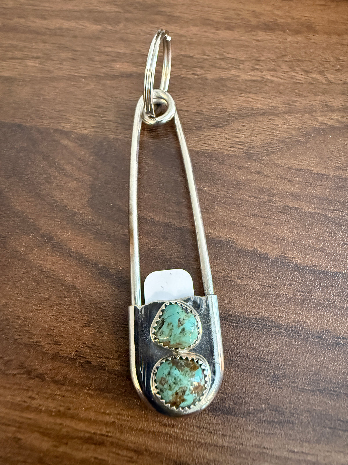 Navajo Handmade Dorothy Yazzie Royston Turquoise Keychain in Sterling Silver