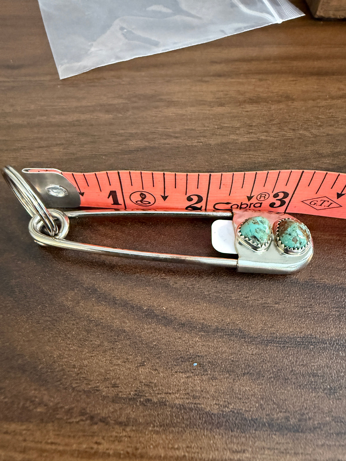 Navajo Handmade Dorothy Yazzie Royston Turquoise Keychain in Sterling Silver