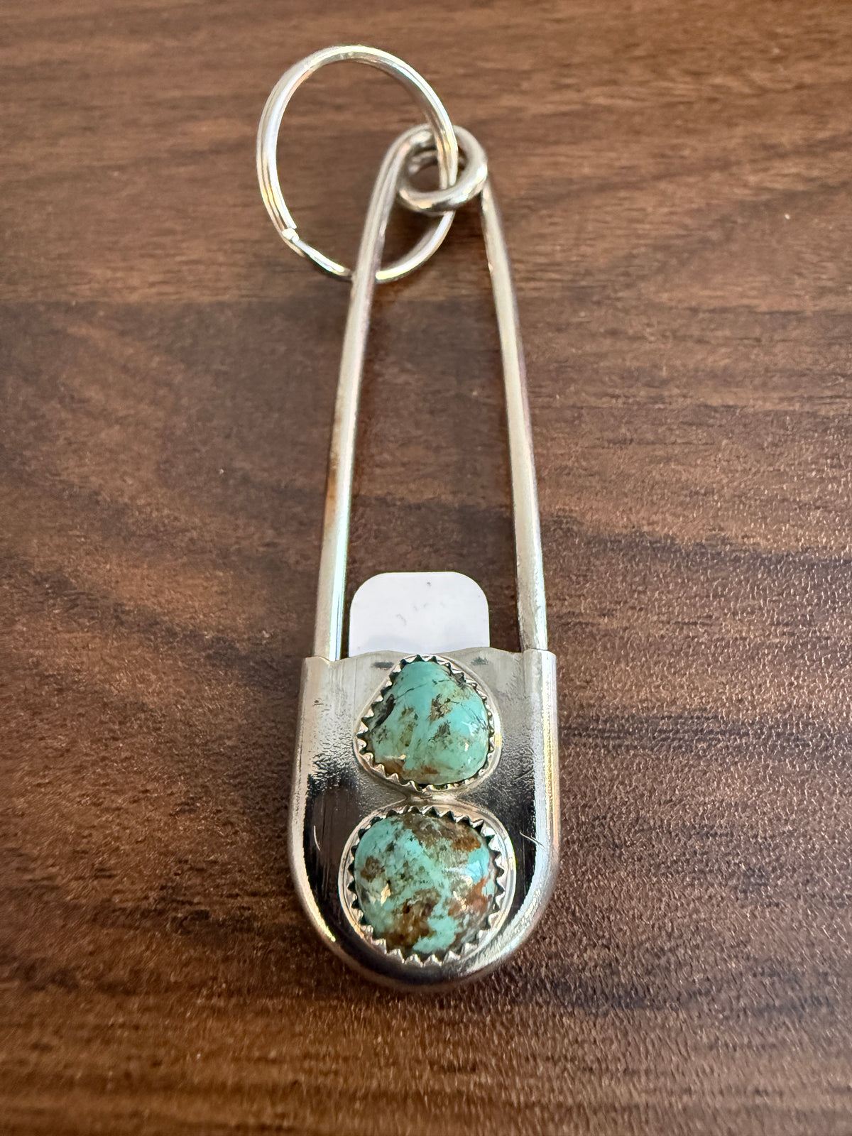 Navajo Handmade Dorothy Yazzie Royston Turquoise Keychain in Sterling Silver
