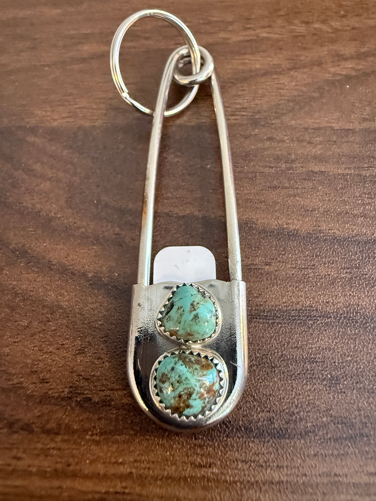Navajo Handmade Dorothy Yazzie Royston Turquoise Keychain in Sterling Silver