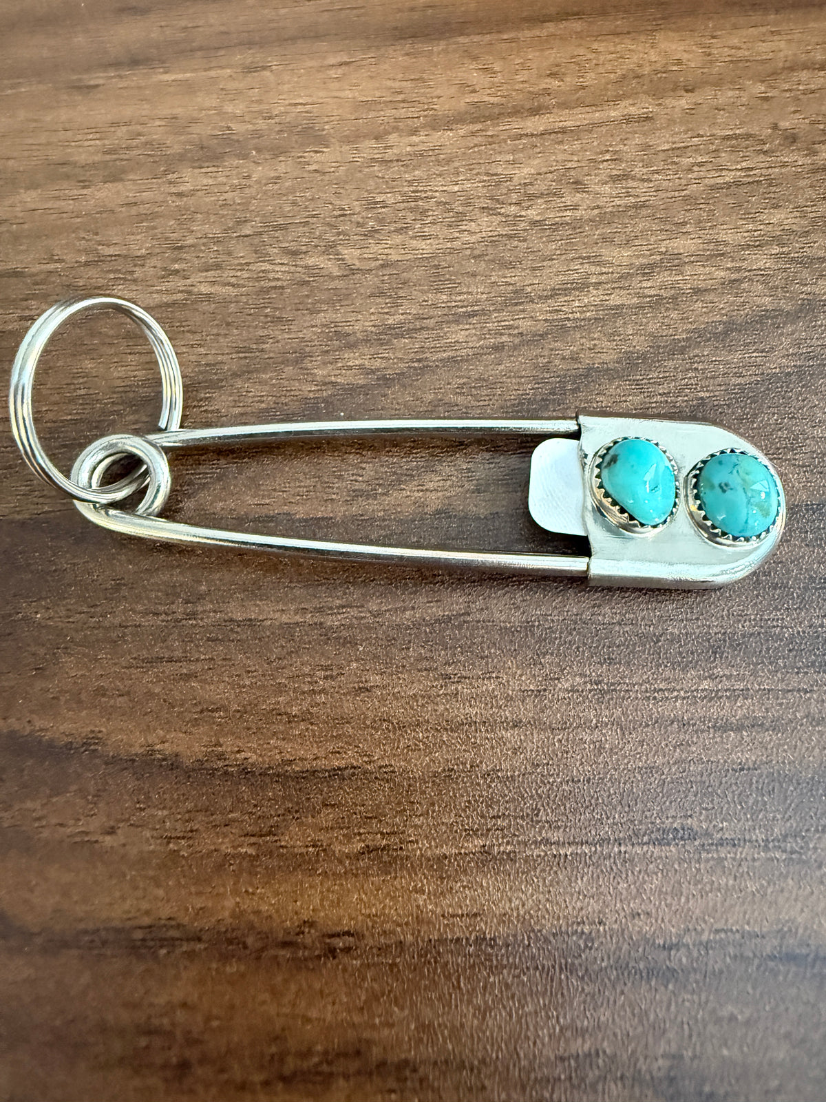 Navajo Handmade Dorothy Yazzie Royston Turquoise Keychain in Sterling Silver