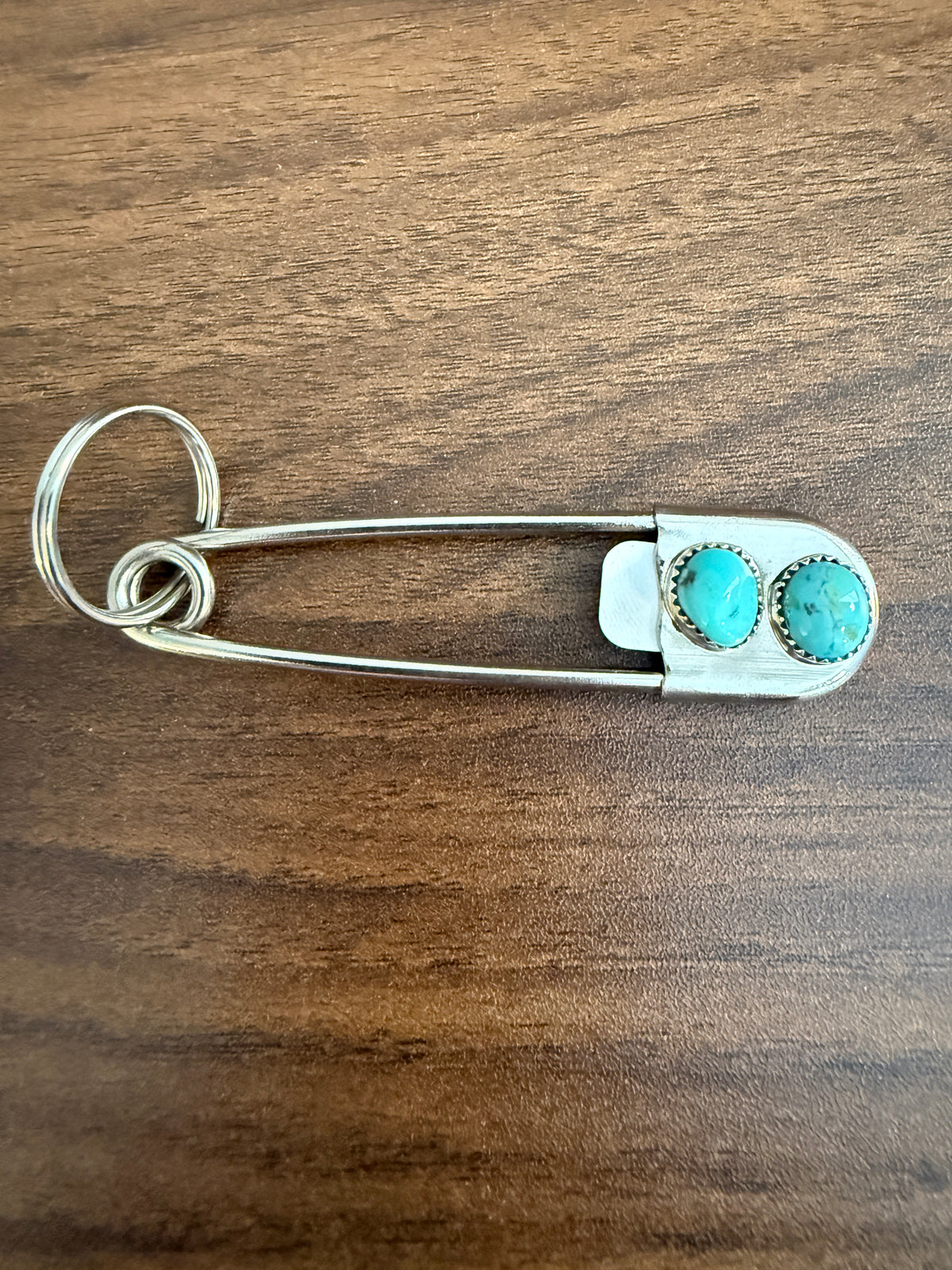 Navajo Handmade Dorothy Yazzie Royston Turquoise Keychain in Sterling Silver