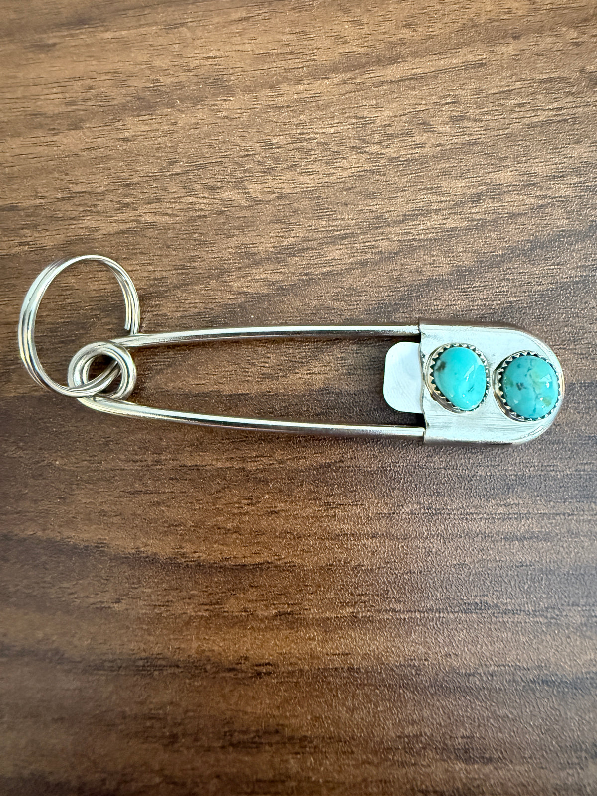 Navajo Handmade Dorothy Yazzie Royston Turquoise Keychain in Sterling Silver