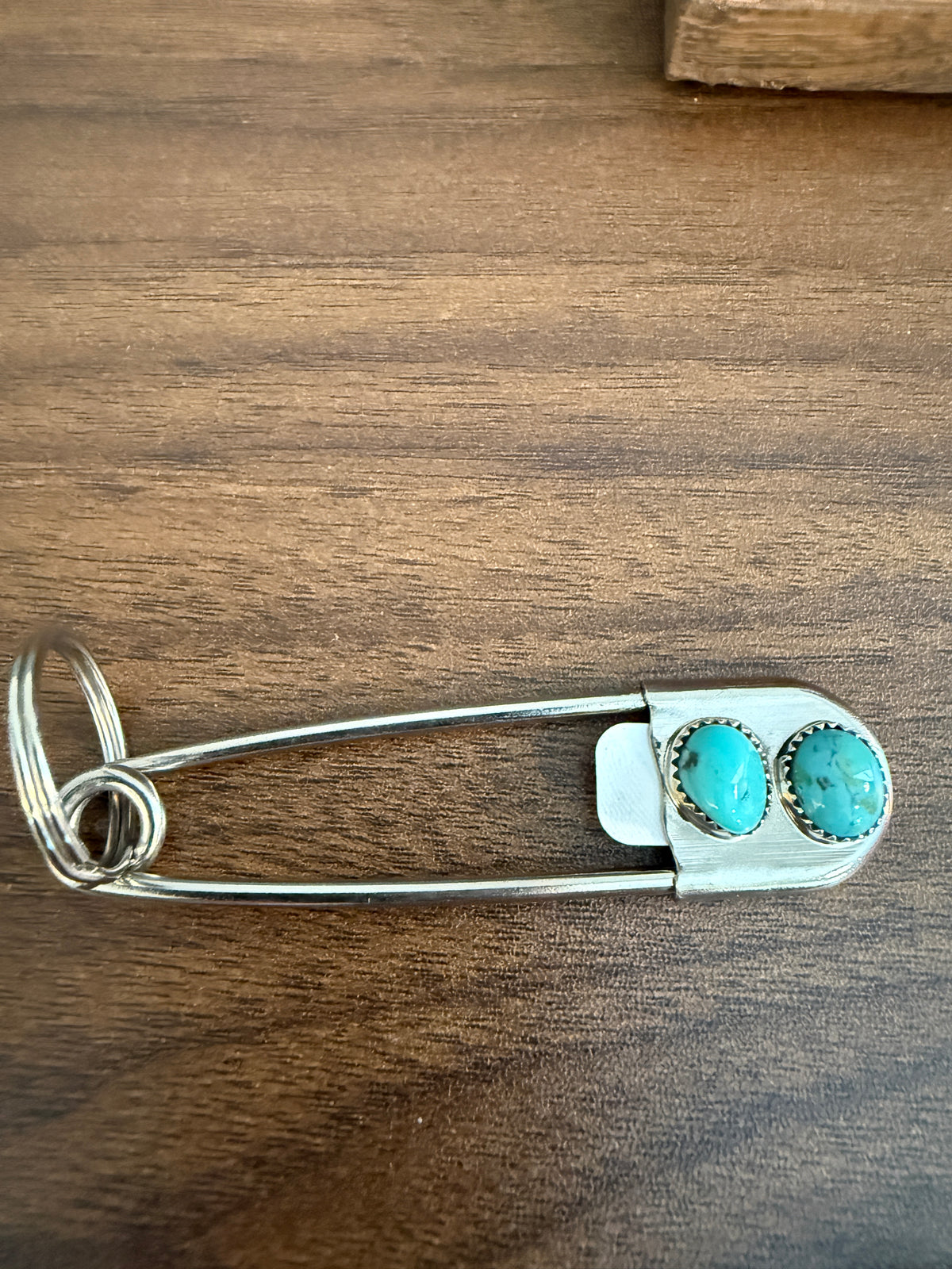 Navajo Handmade Dorothy Yazzie Royston Turquoise Keychain in Sterling Silver