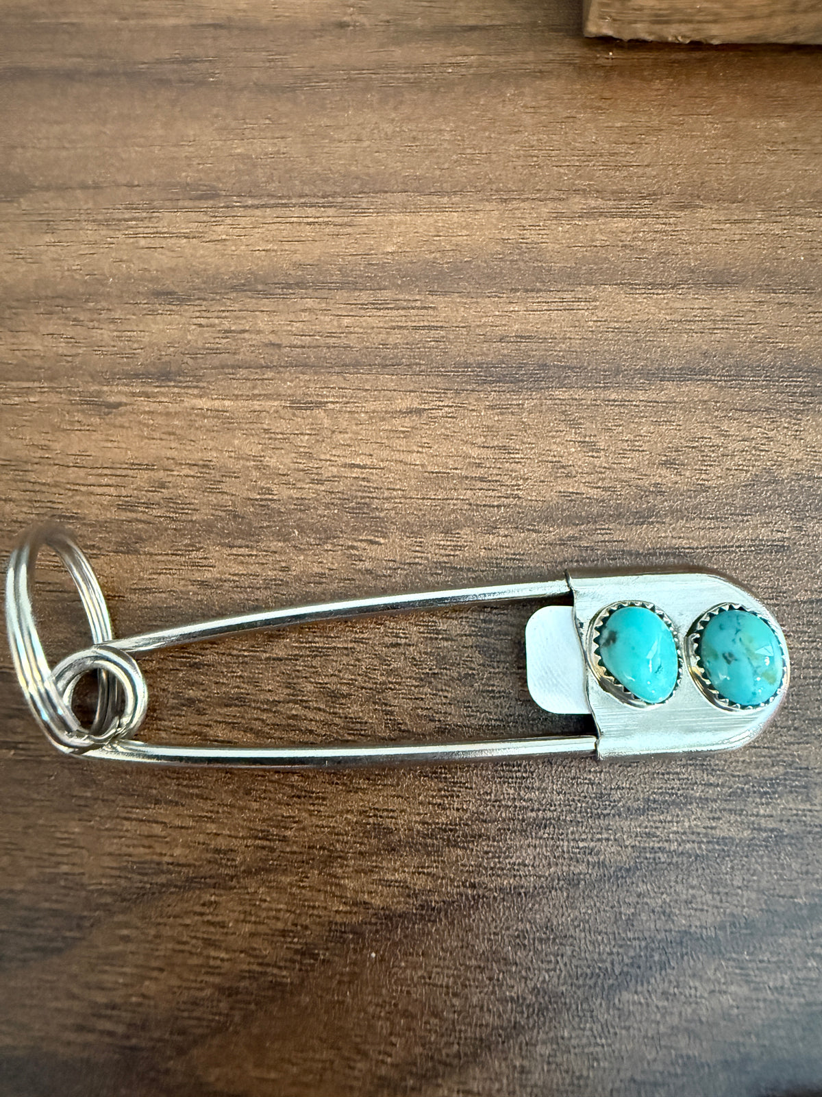 Navajo Handmade Dorothy Yazzie Royston Turquoise Keychain in Sterling Silver