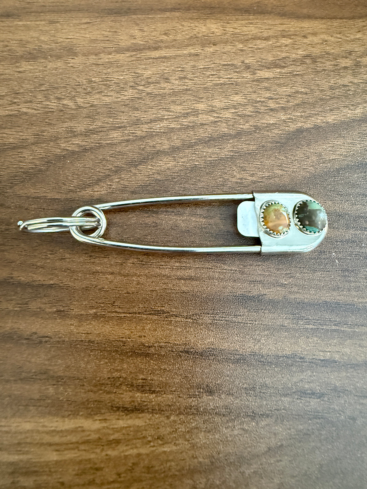 Navajo Handmade Dorothy Yazzie Royston Turquoise Keychain in Sterling Silver