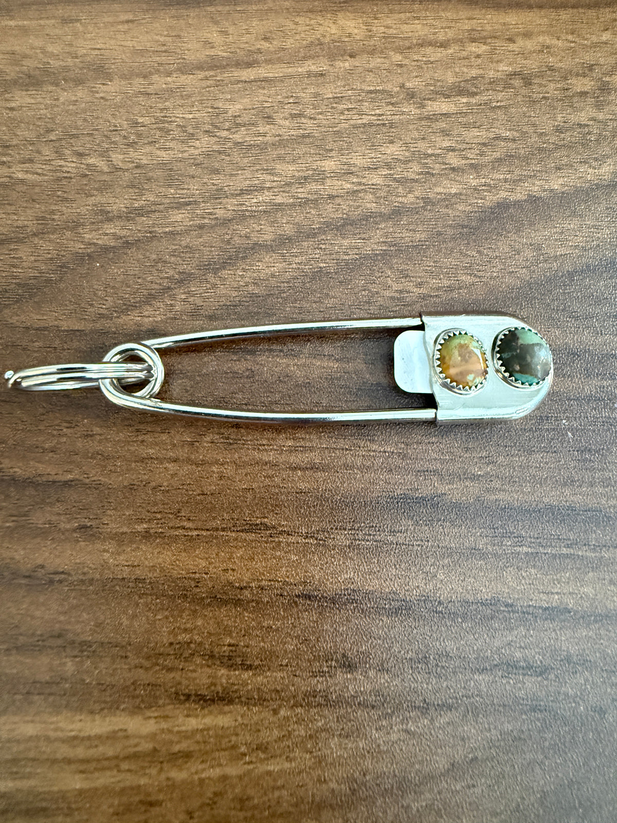 Navajo Handmade Dorothy Yazzie Royston Turquoise Keychain in Sterling Silver