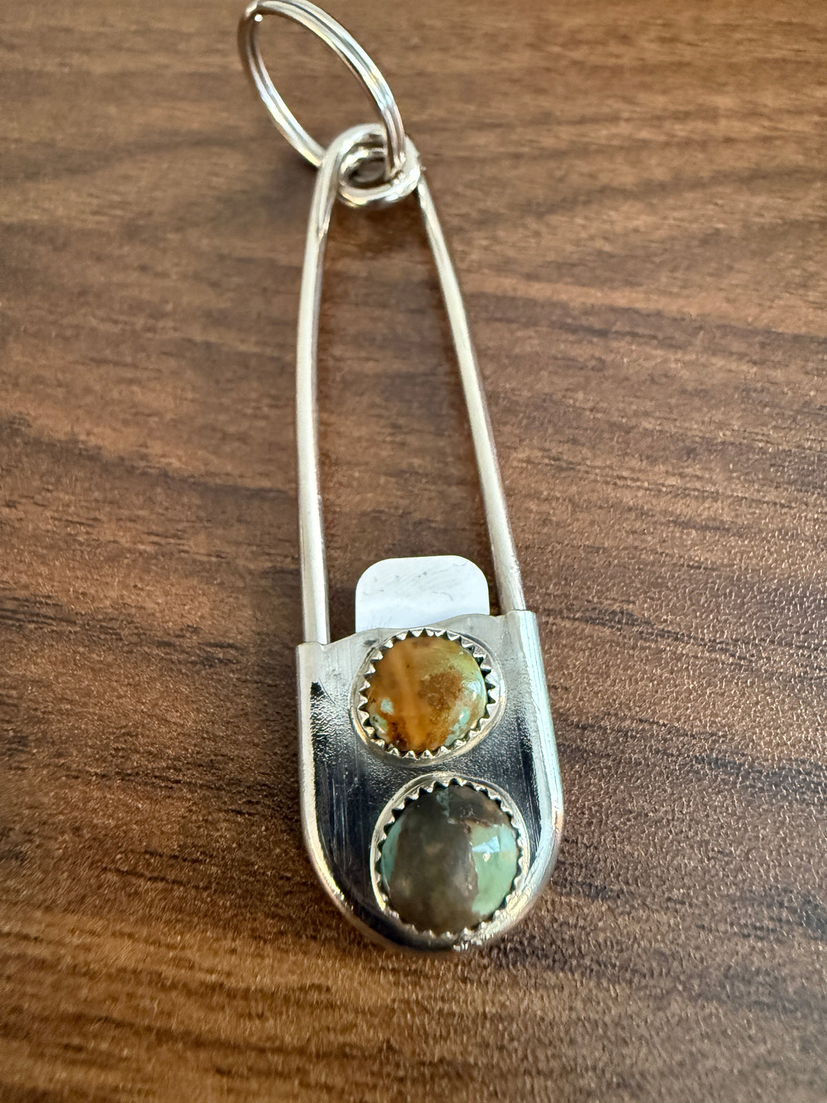 Navajo Handmade Dorothy Yazzie Royston Turquoise Keychain in Sterling Silver