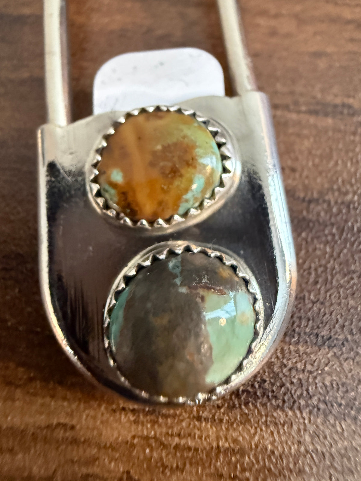 Navajo Handmade Dorothy Yazzie Royston Turquoise Keychain in Sterling Silver