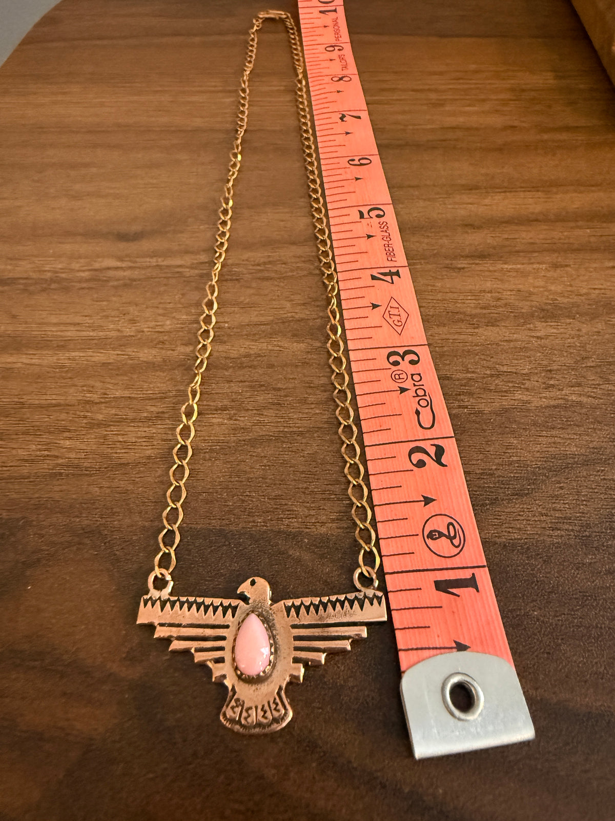 Queen Pink Conch Genuine Copper Thunderbird Pendant Chain Necklace