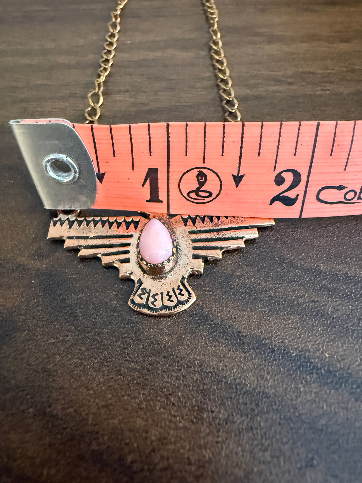 Queen Pink Conch Genuine Copper Thunderbird Pendant Chain Necklace
