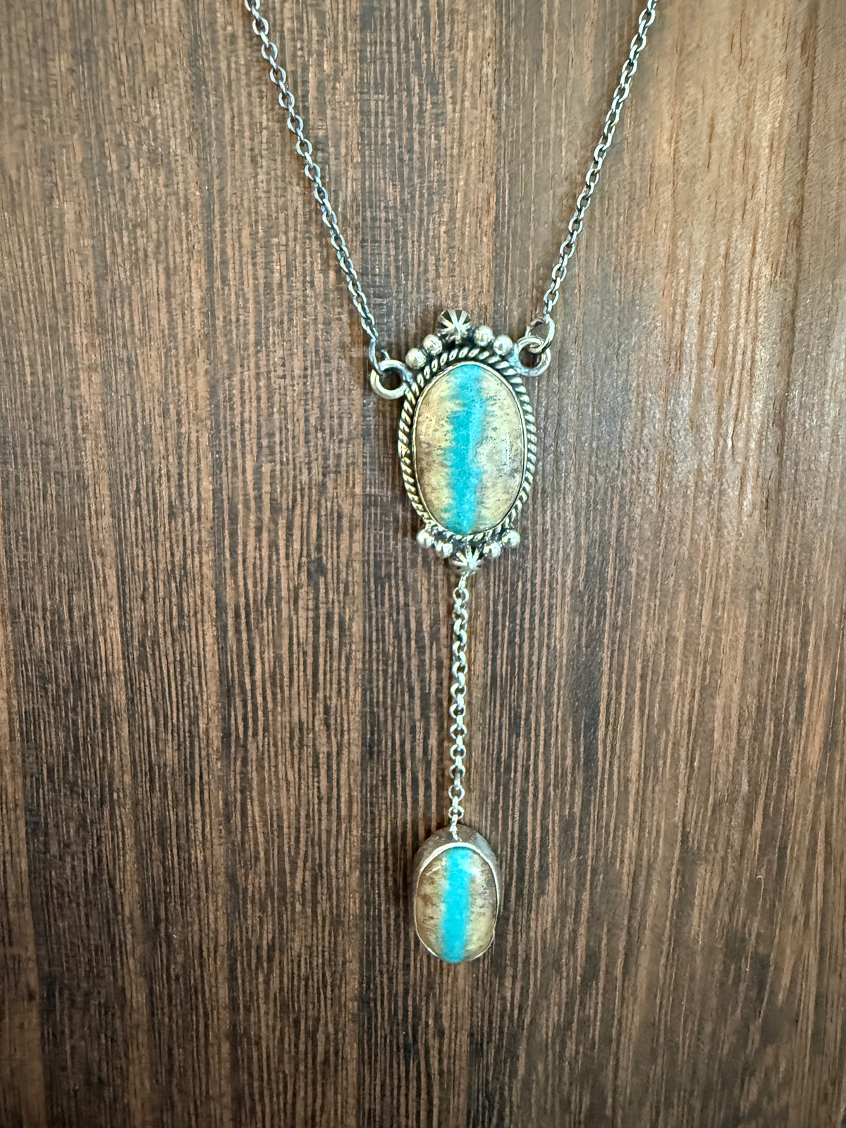 Royston Ribbon Turquoise Gemstone Chain Pendant Necklace in Sterling Silver 16 Inch Chain