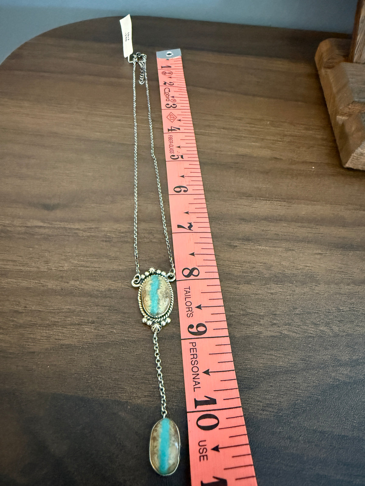 Royston Ribbon Turquoise Gemstone Chain Pendant Necklace in Sterling Silver 16 Inch Chain