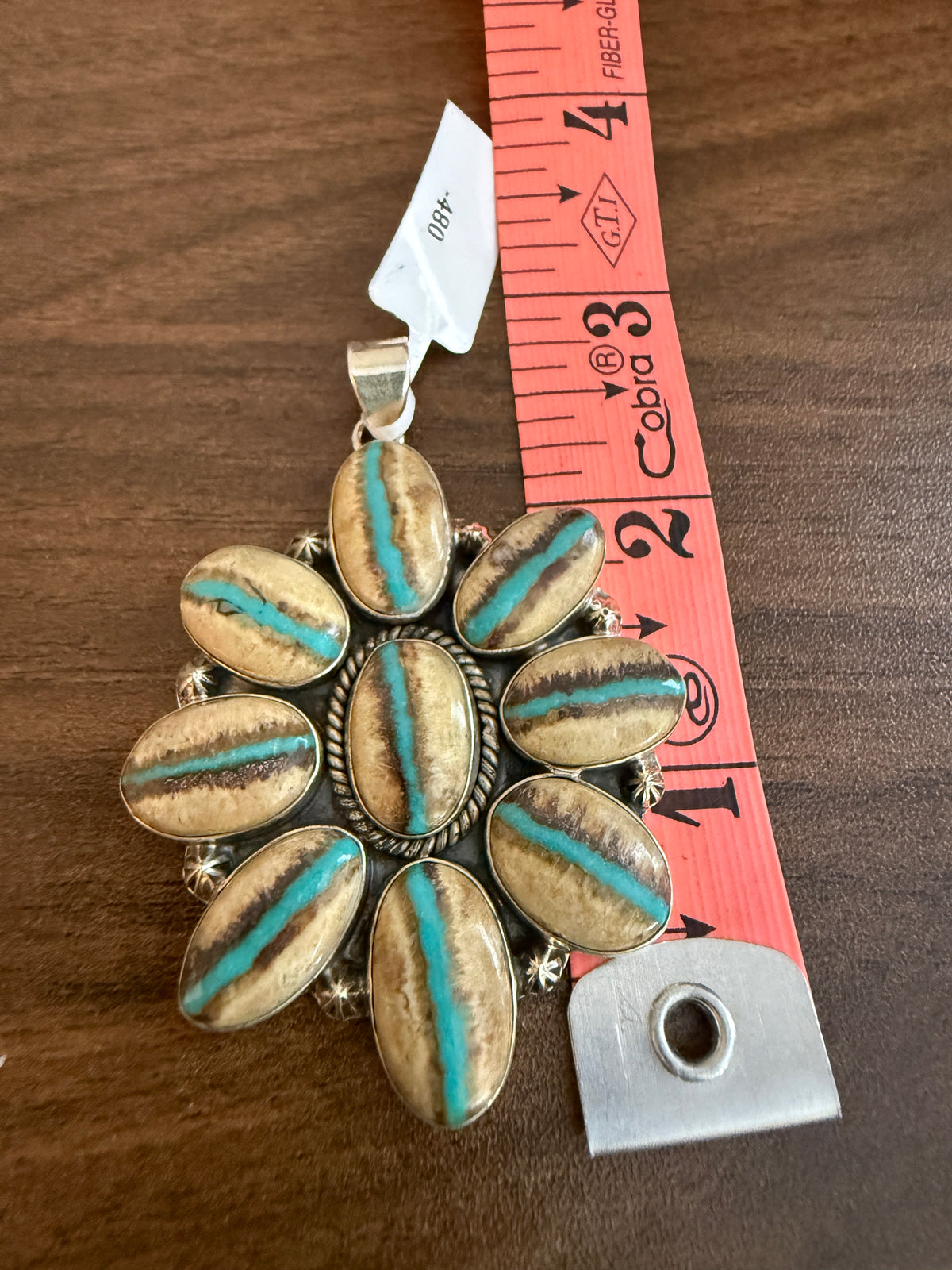 Royston Ribbon Turquoise Gemstone Huge Statement Pendant in Sterling Silver