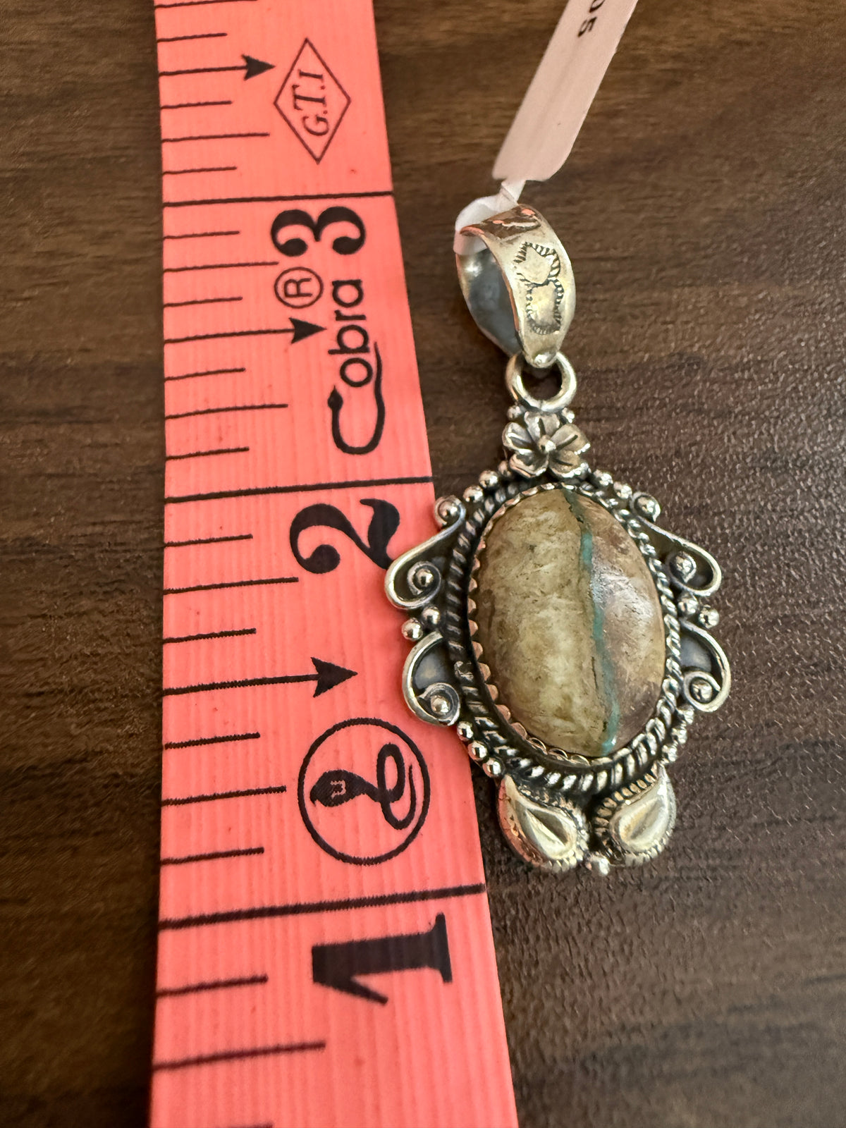 Royston Ribbon Turquoise Gemstone Necklace Pendant in Sterling Silver
