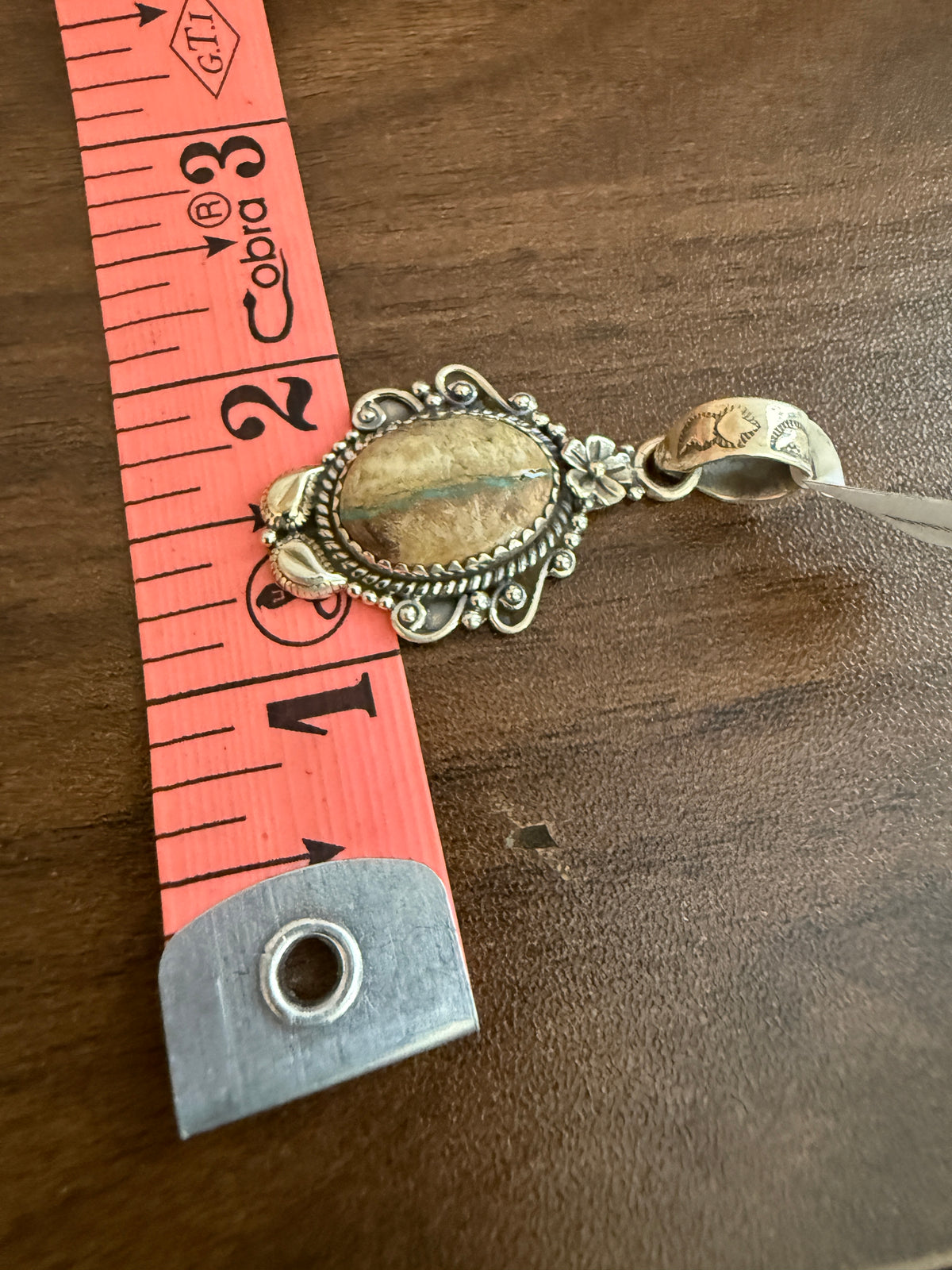 Royston Ribbon Turquoise Gemstone Necklace Pendant in Sterling Silver