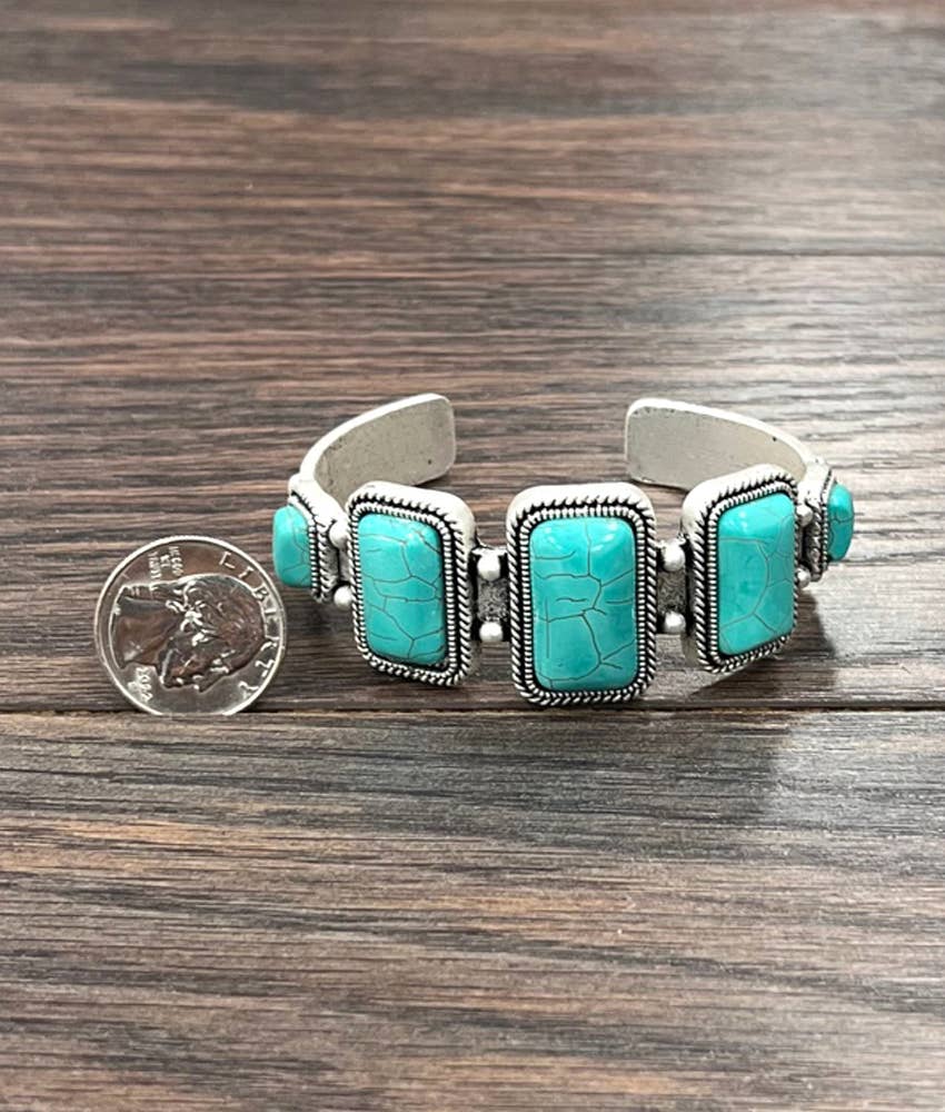Turquoise Cuff Bracelet - Elegant Navajo Design, Boho Southwestern Silver Elegant