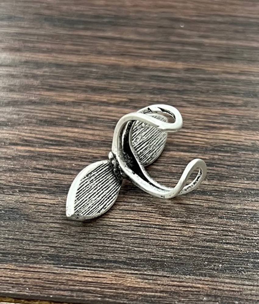 Gemstone Southwestern Boho  Adjustable Statement Ring with Unique Brass Band Silver Elegant