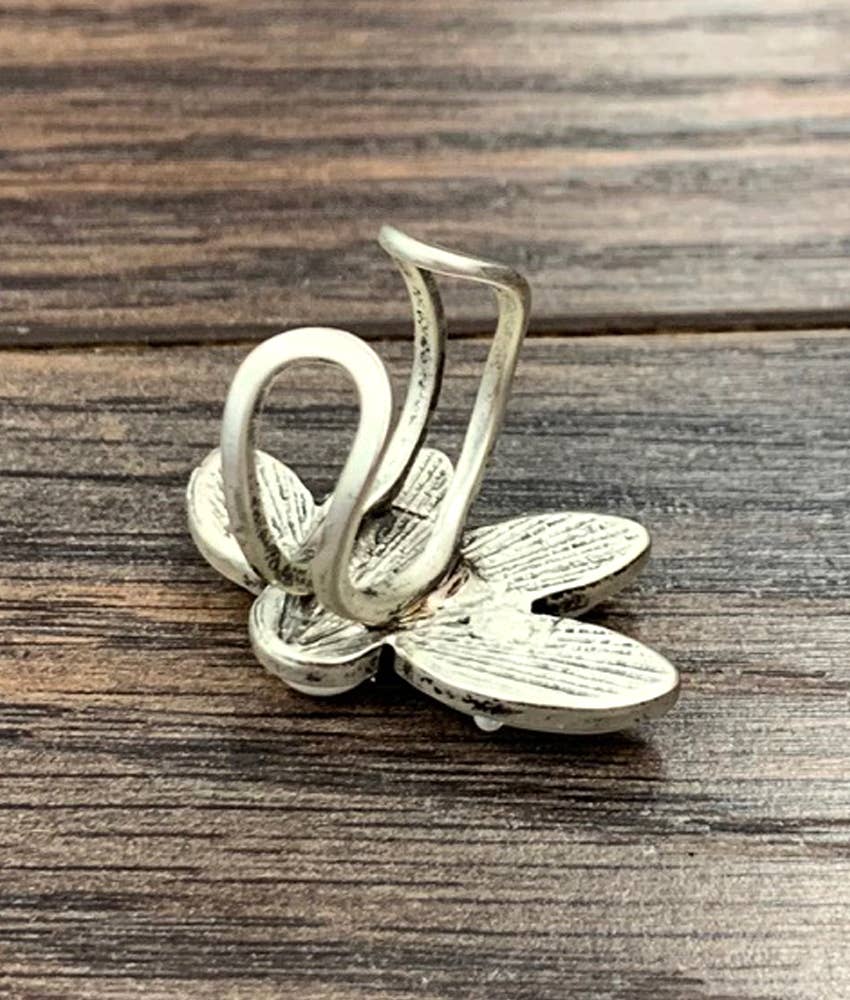Boho White Turquoise Adjustable Statement Cuff Ring for Stylish Comfort Silver Elegant
