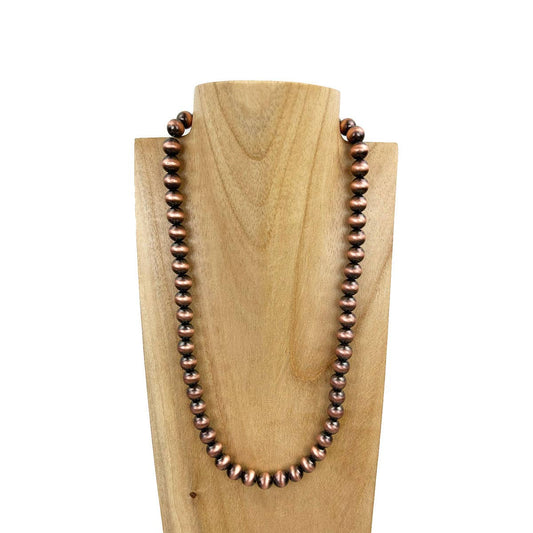 Navajo Style Faux Copper Pearl Bead Necklace 21 Inch 10mm Jewelry WildWestboho