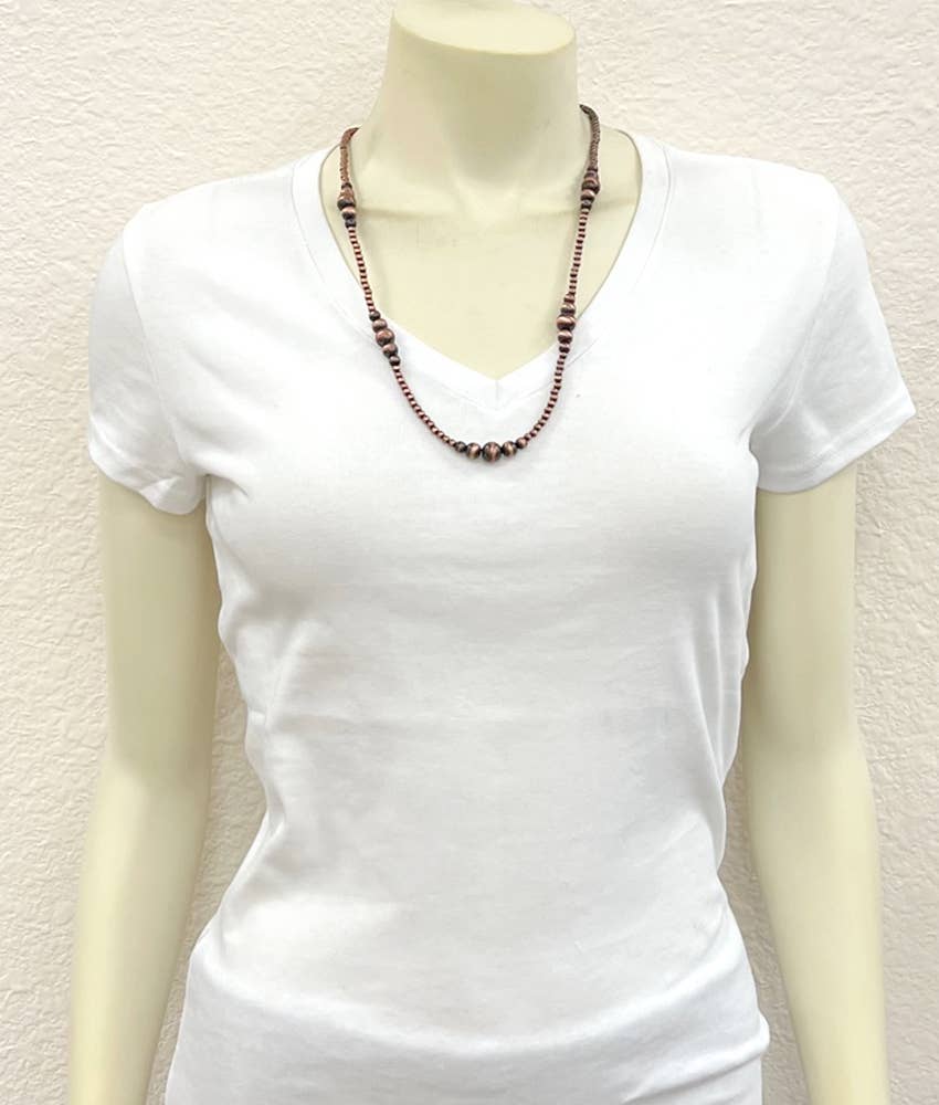 Handmade Western Copper Tone Bead Necklace With 5 Inch Extender 22 To 27 Inches Wild West Boho