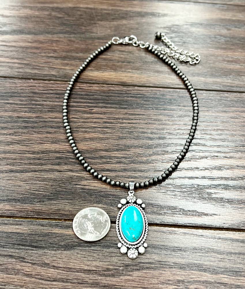 Navajo Turquoise Bead Necklace 4mm 15 To 20in Extender Silver Elegant