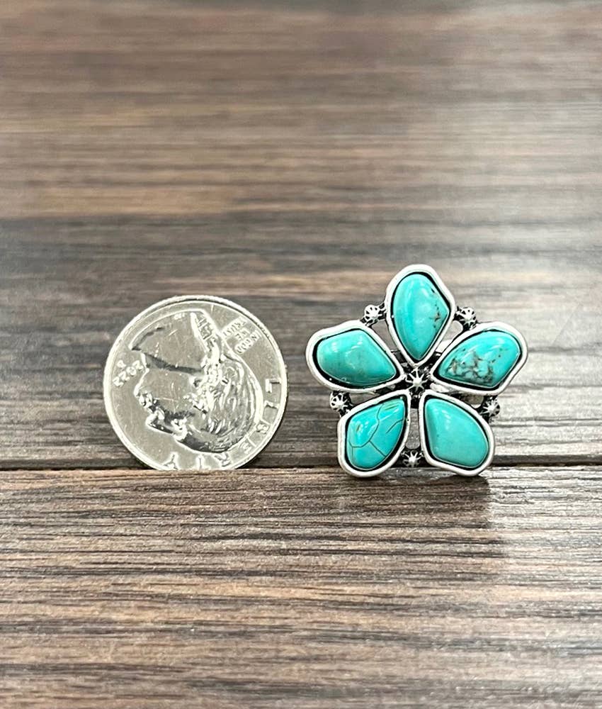 Navajo Turquoise Ring With Adjustable Brass Dual Band Silver Elegant