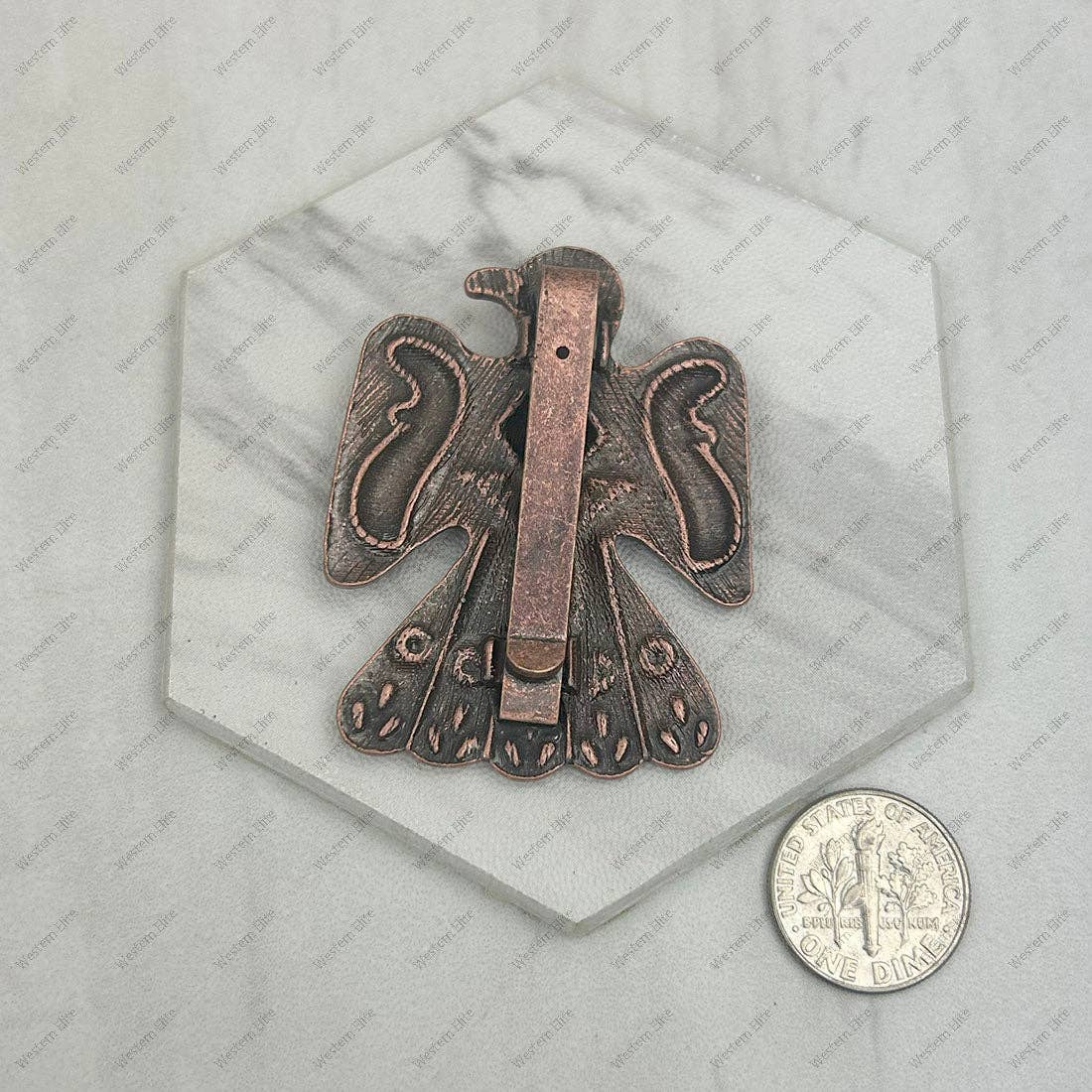 Navajo Style Copper Thunderbird Pendant Or Belt Slide, 2 Inch Silver Elegant
