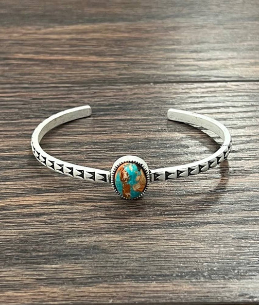 Oval Natural Gemstone Cuff Bracelet, Antique Silver Nickel Free Silver Elegant