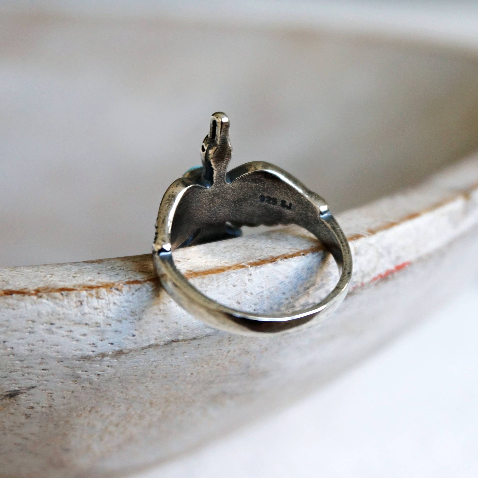 Boho Chic Native Inspired Guardian Hawk Turquoise Ring: Size 7, 8,10, Gift Box Silver Elegant