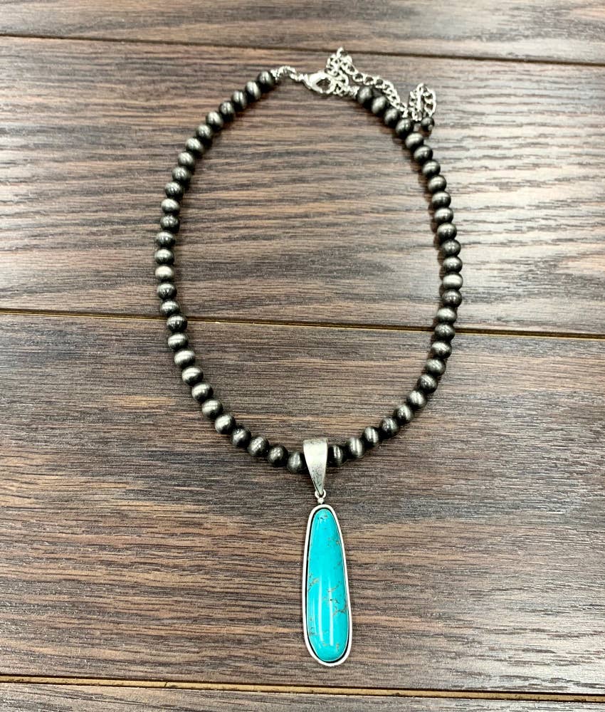 Navajo Bead Turquoise Necklace 8mm Adjustable 16 21 Inches Silver Elegant
