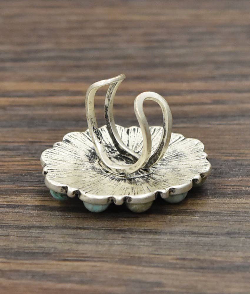 Bohemian Hippie Turquoise Adjustable Statement Cuff Ring for Stylish Comfort Silver Elegant