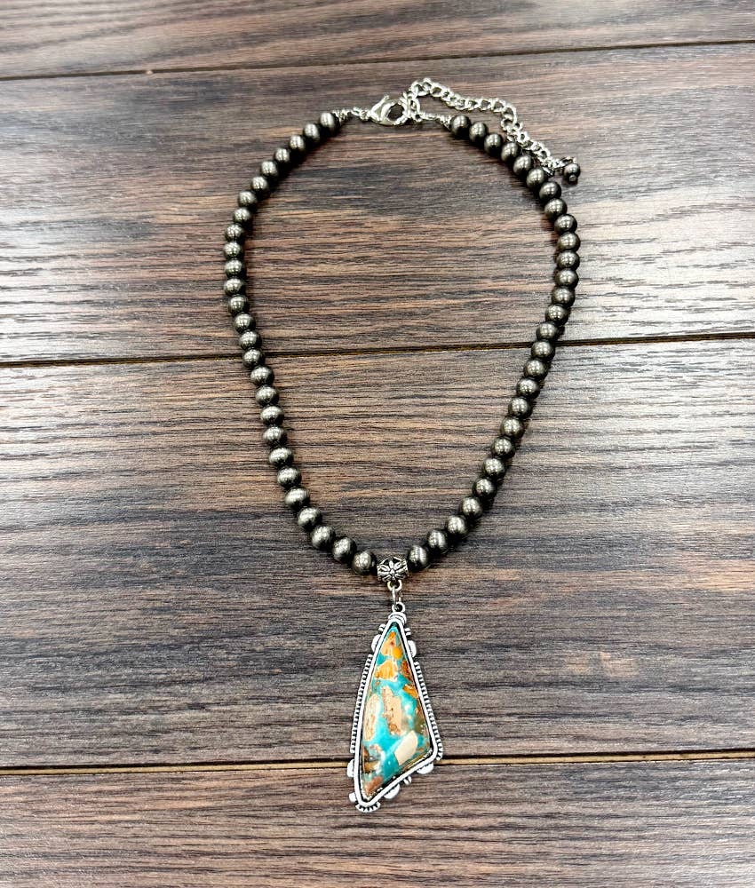 Western Gemstone Necklace Adjustable 16 To 21 Inches With Navajo Style Beads Wild West Boho
