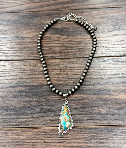 Western Gemstone Necklace Adjustable 16 To 21 Inches With Navajo Style Beads Wild West Boho