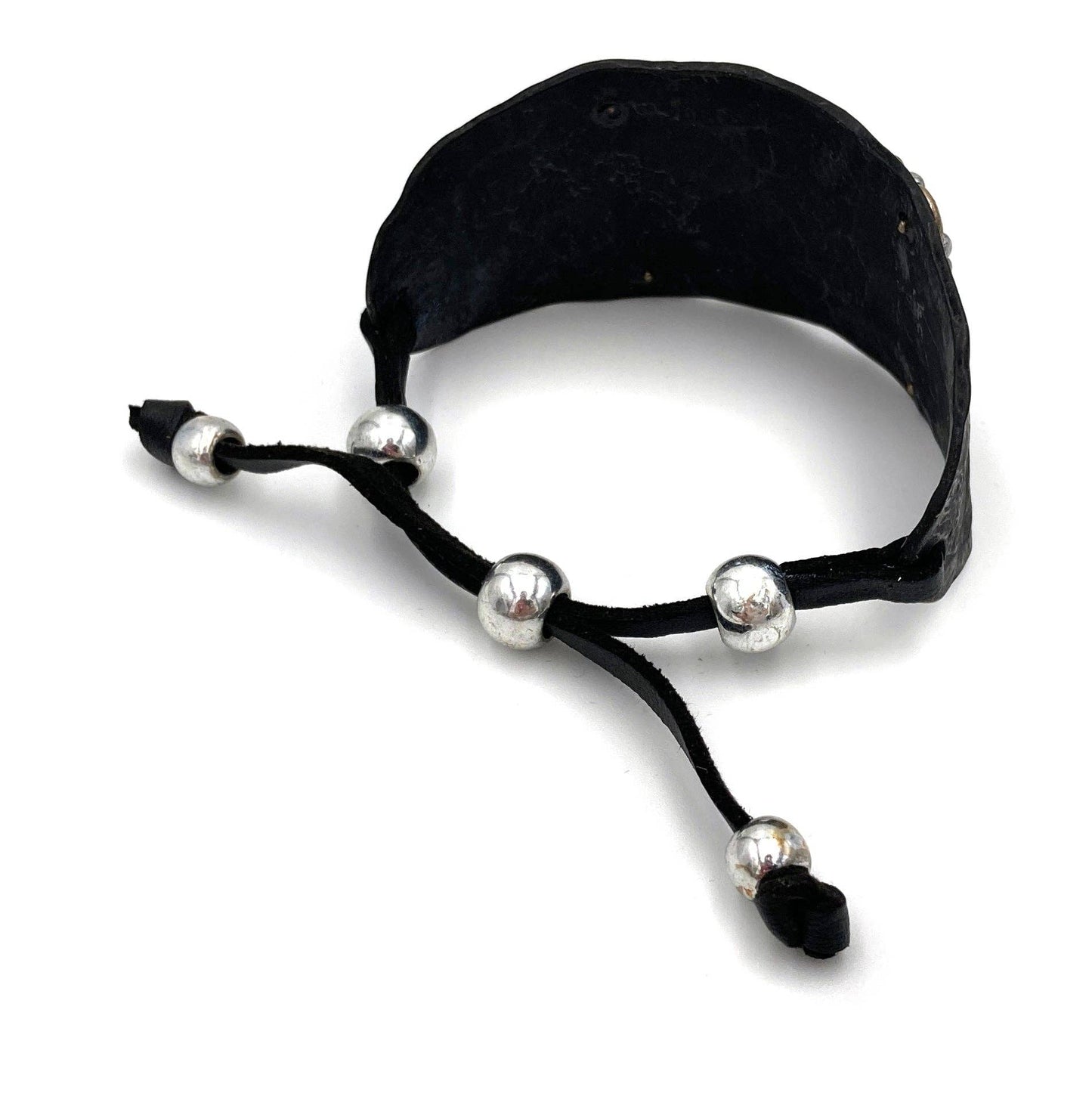 Longhorn Turquoise Western Cuff Bracelet with Adjustable Leather Straps Silver Elegant