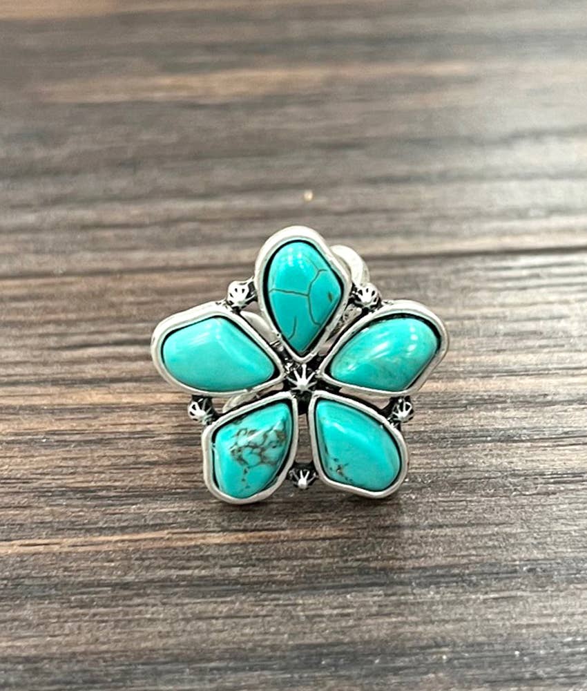 Navajo Turquoise Ring With Adjustable Brass Dual Band Silver Elegant