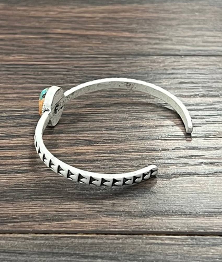 Oval Natural Gemstone Cuff Bracelet, Antique Silver Nickel Free Silver Elegant