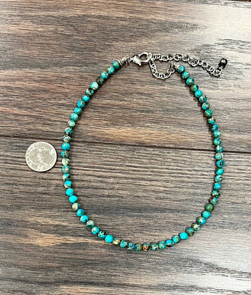 Handmade Round Gemstone Necklace 15 to 20 Inches Natural Stone Jewelry Silver Elegant