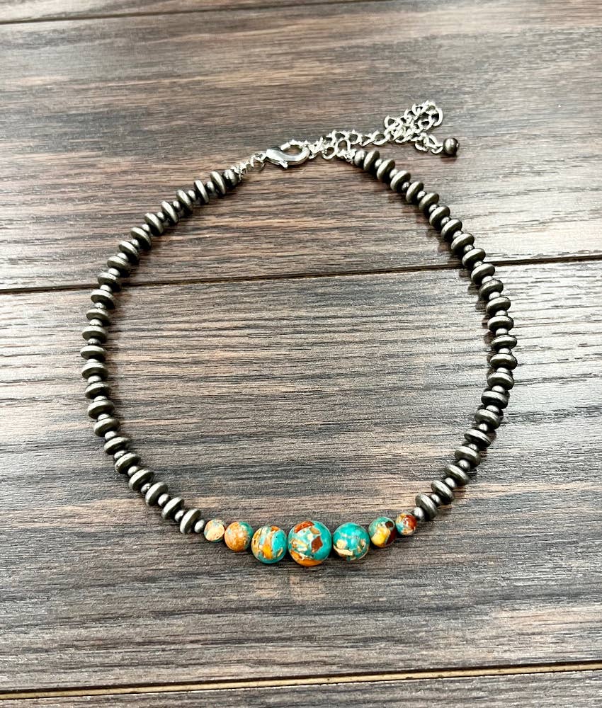 Handmade Navajo Style Multicolor Gemstone Necklace 15 to 20 Inch Adjustable Extender ISAC Trading Inc