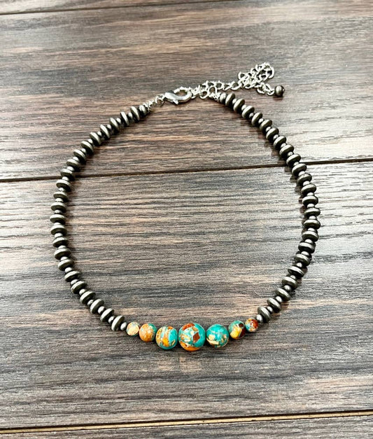 Handmade Navajo Style Multicolor Gemstone Necklace 15 to 20 Inch Adjustable Extender ISAC Trading Inc
