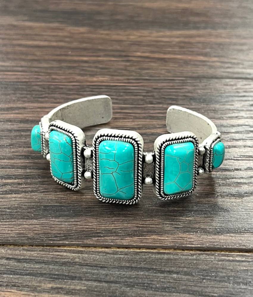 Turquoise Cuff Bracelet - Elegant Navajo Design, Boho Southwestern Silver Elegant