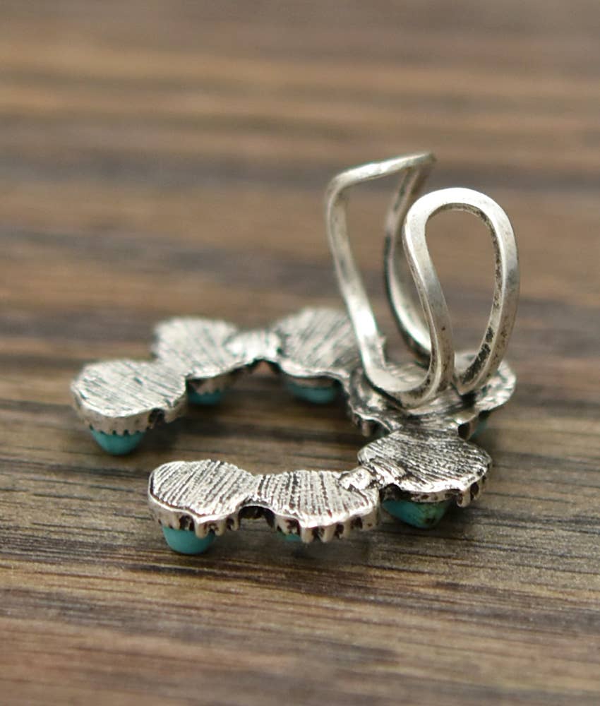 Boho Squash Turquoise Adjustable Statement Cuff Ring for Unique Style Silver Elegant