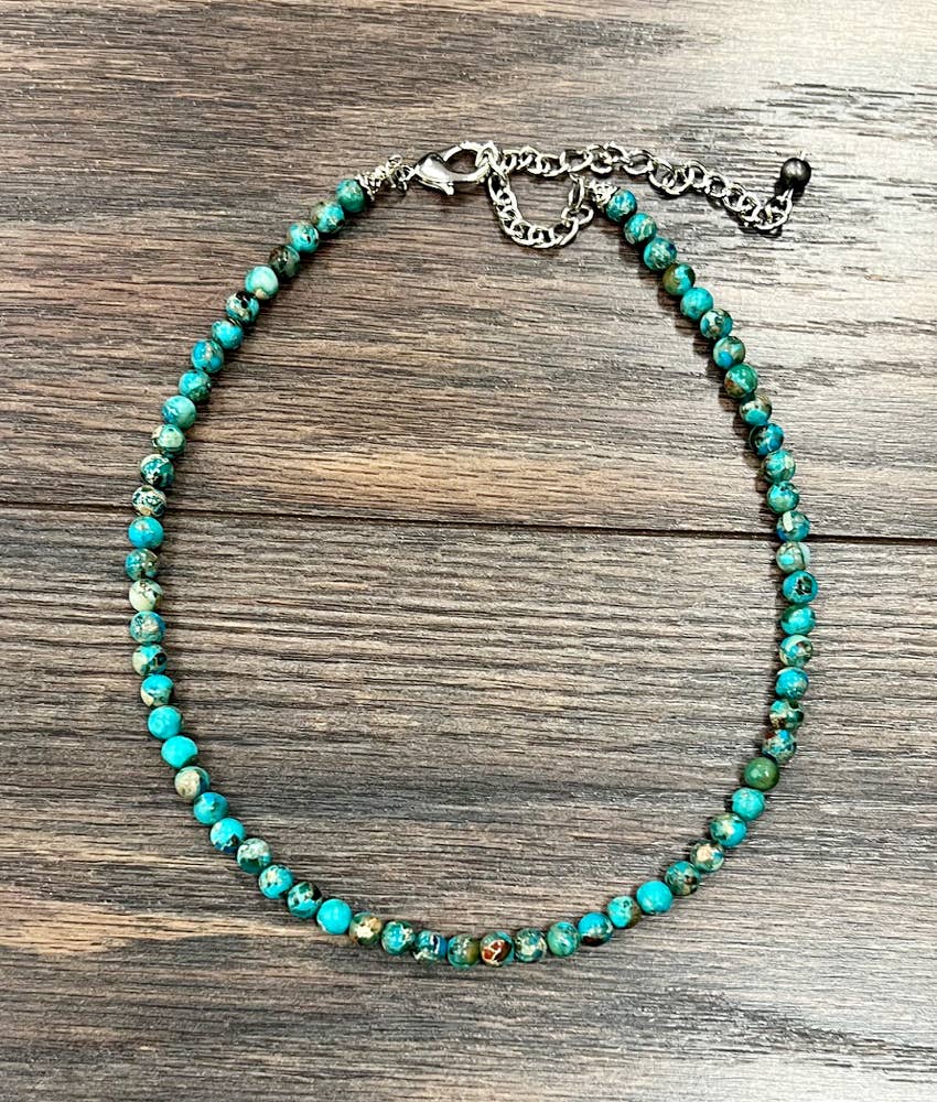 Handmade Round Gemstone Necklace 15 to 20 Inches Natural Stone Jewelry Silver Elegant