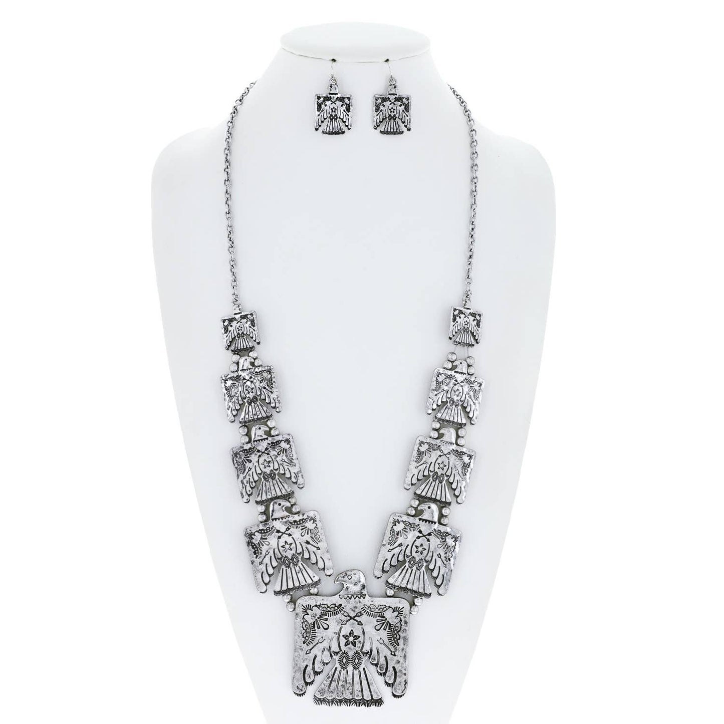 Thunderbird Multi Charm Western Necklace With Layered Charms and Earring Set WildWestBoho