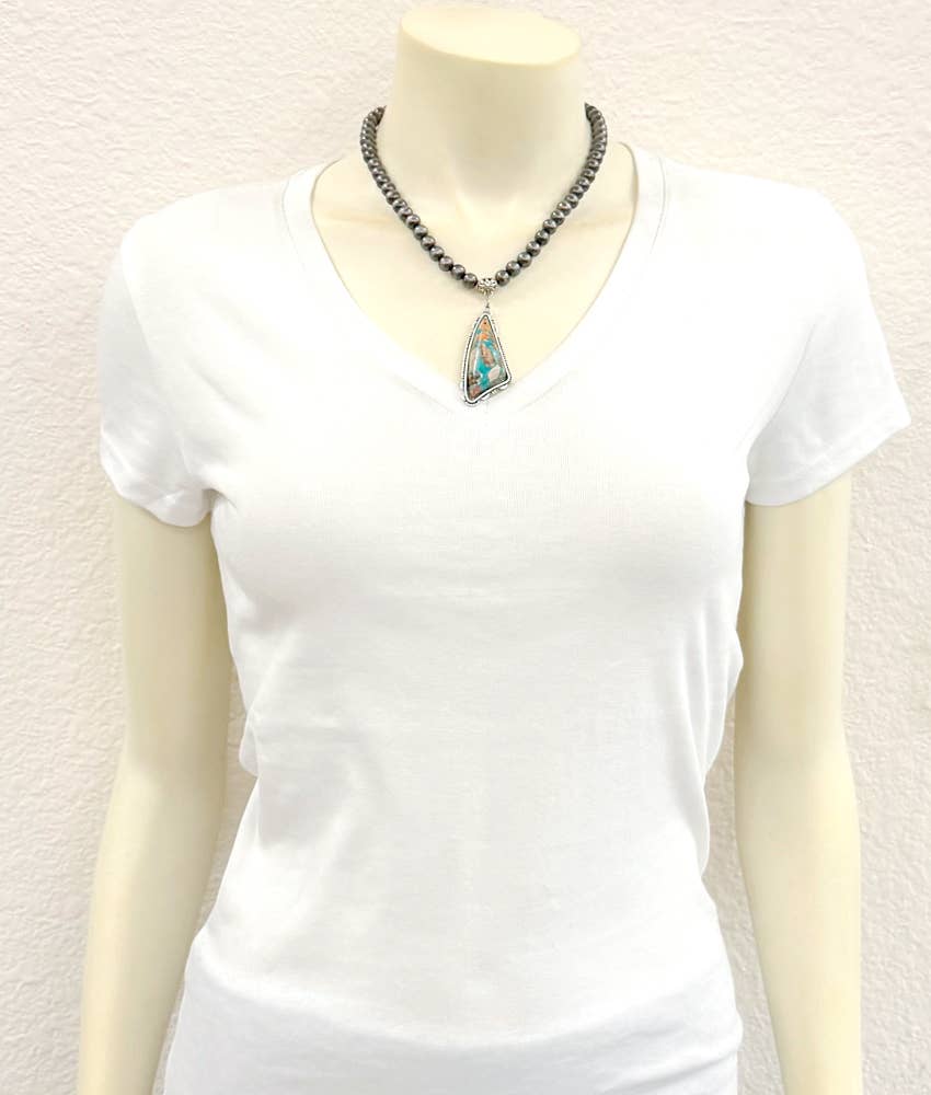 Western Gemstone Necklace Adjustable 16 To 21 Inches With Navajo Style Beads Wild West Boho