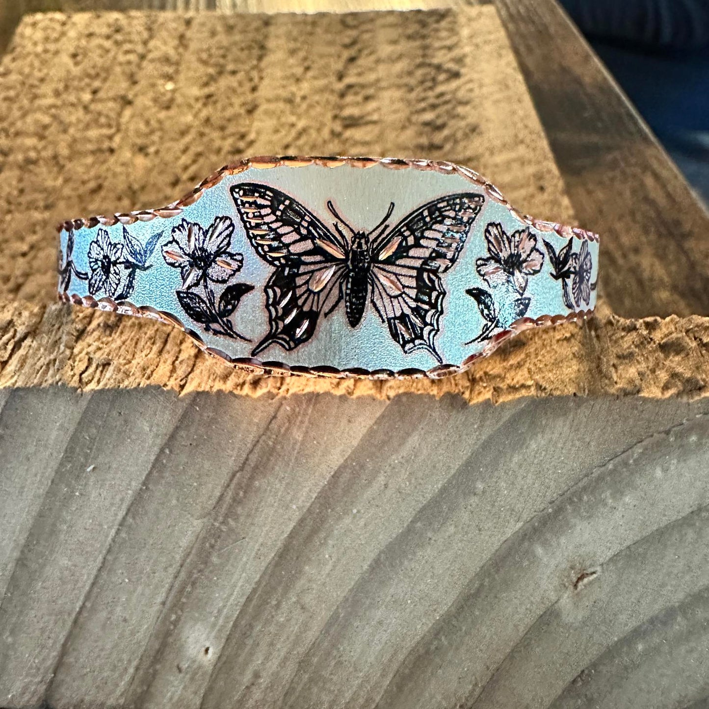 Boho Copper Diamond Cut Elegant Butterfly Cuff Bracelet ,Gift Box Silver Elegant