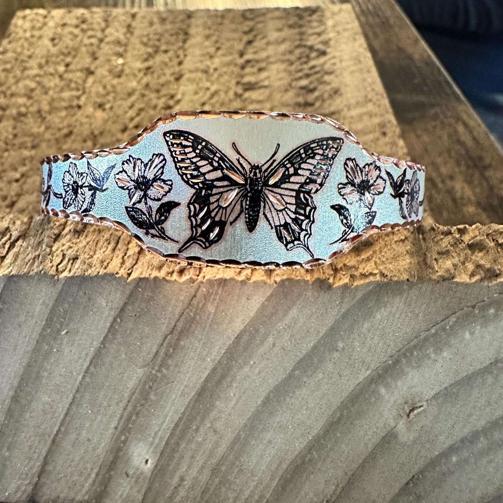 Boho Copper Diamond Cut Elegant Butterfly Cuff Bracelet ,Gift Box Silver Elegant