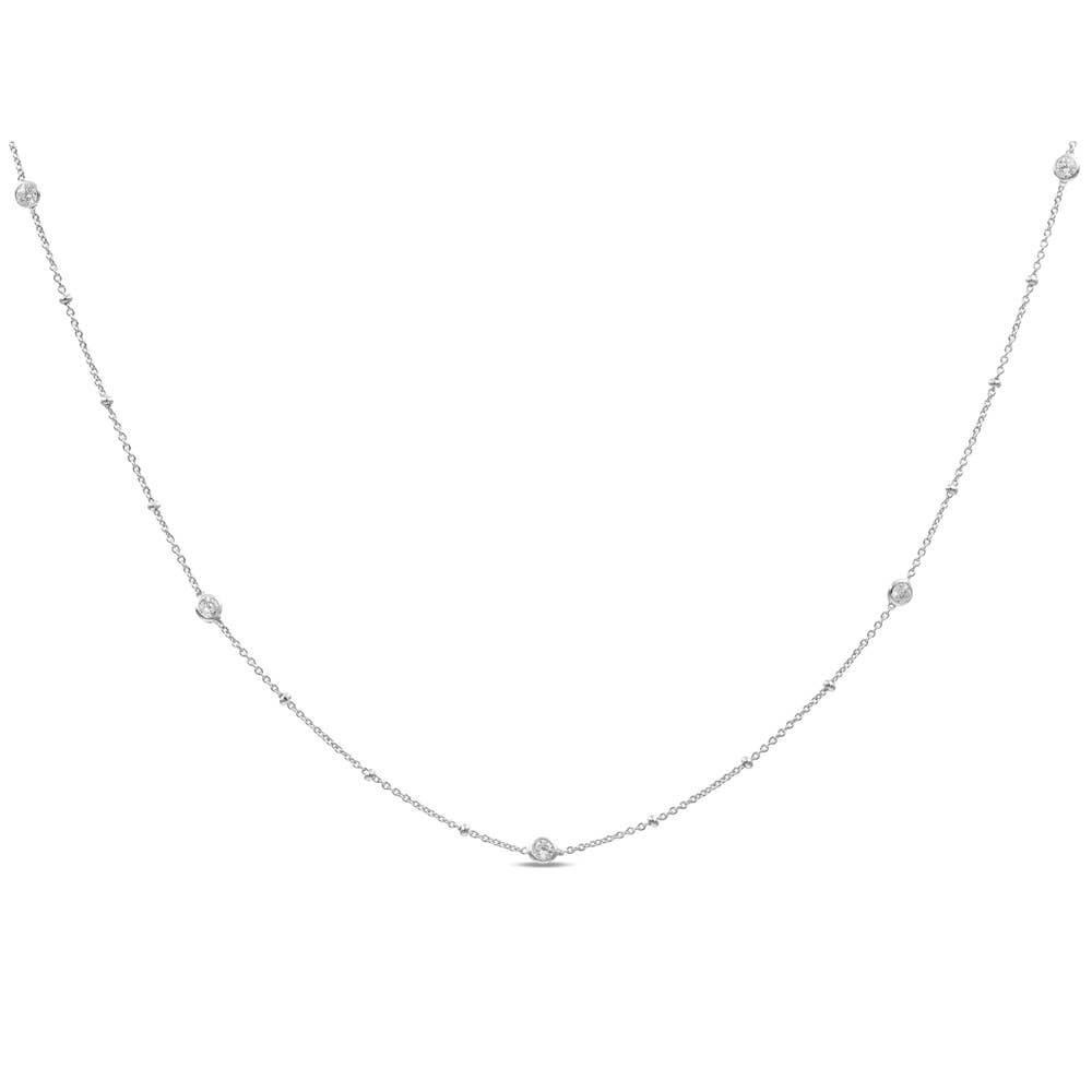 Turquoise Elegance: Sterling Silver Beaded Chain Necklace 16-18", Ships in Gift Box Silver Elegant